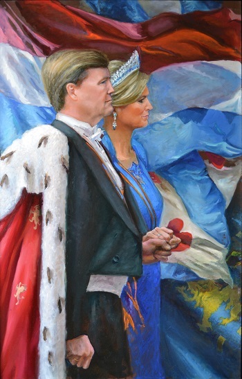 Koning Willem Alexander en Koningin Maxima olie op paneel 2013 140 x 90 cm 3900-