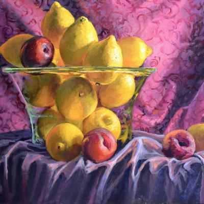 Fruit in glas iii geel en paars